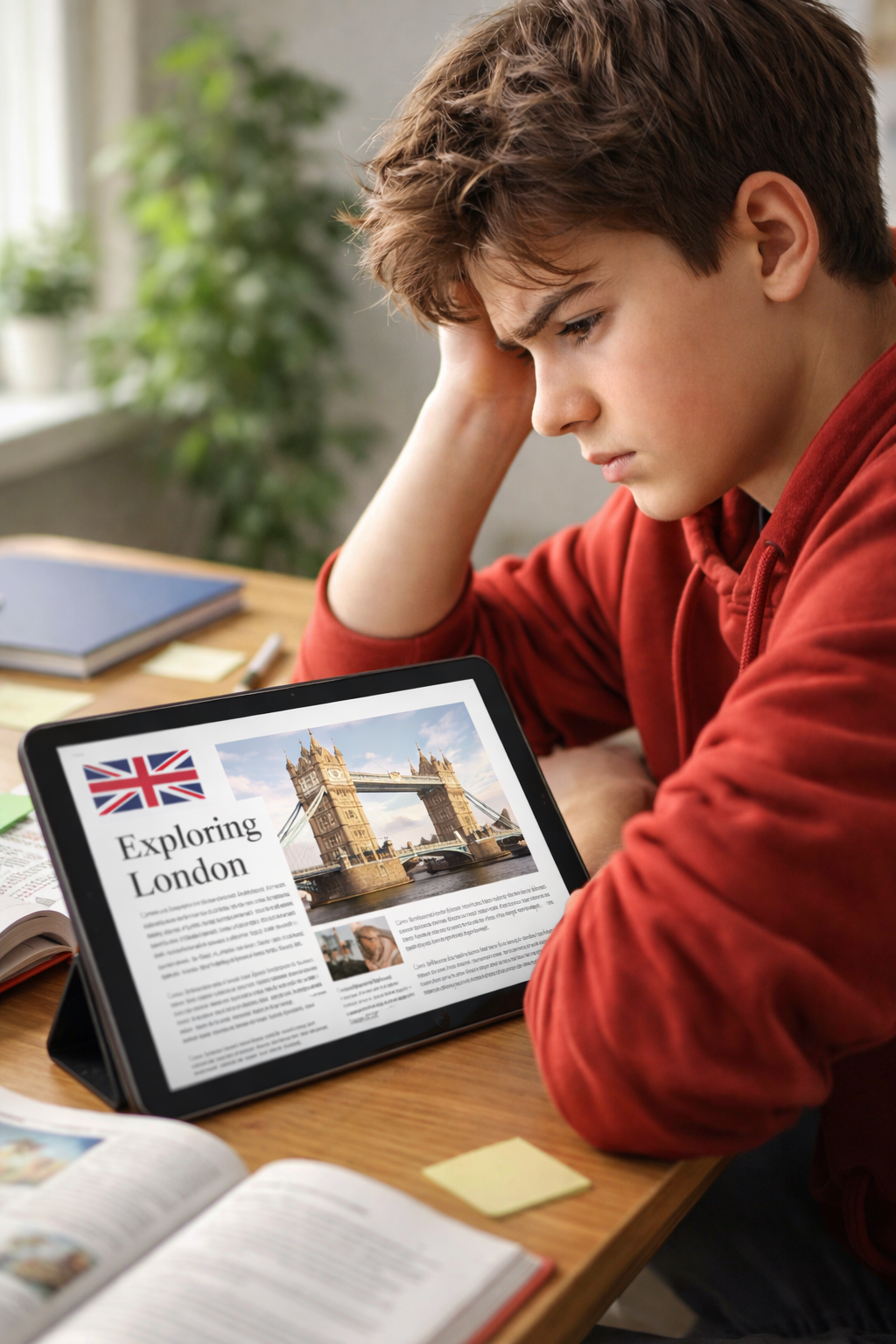 Jugendlicher beim Englischlernen